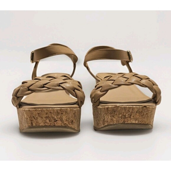 SUN + STONE Allvina Women’s Faux Leather Cork 2.5" Wedge Sandals Size 8.5 - Picture 2 of 12